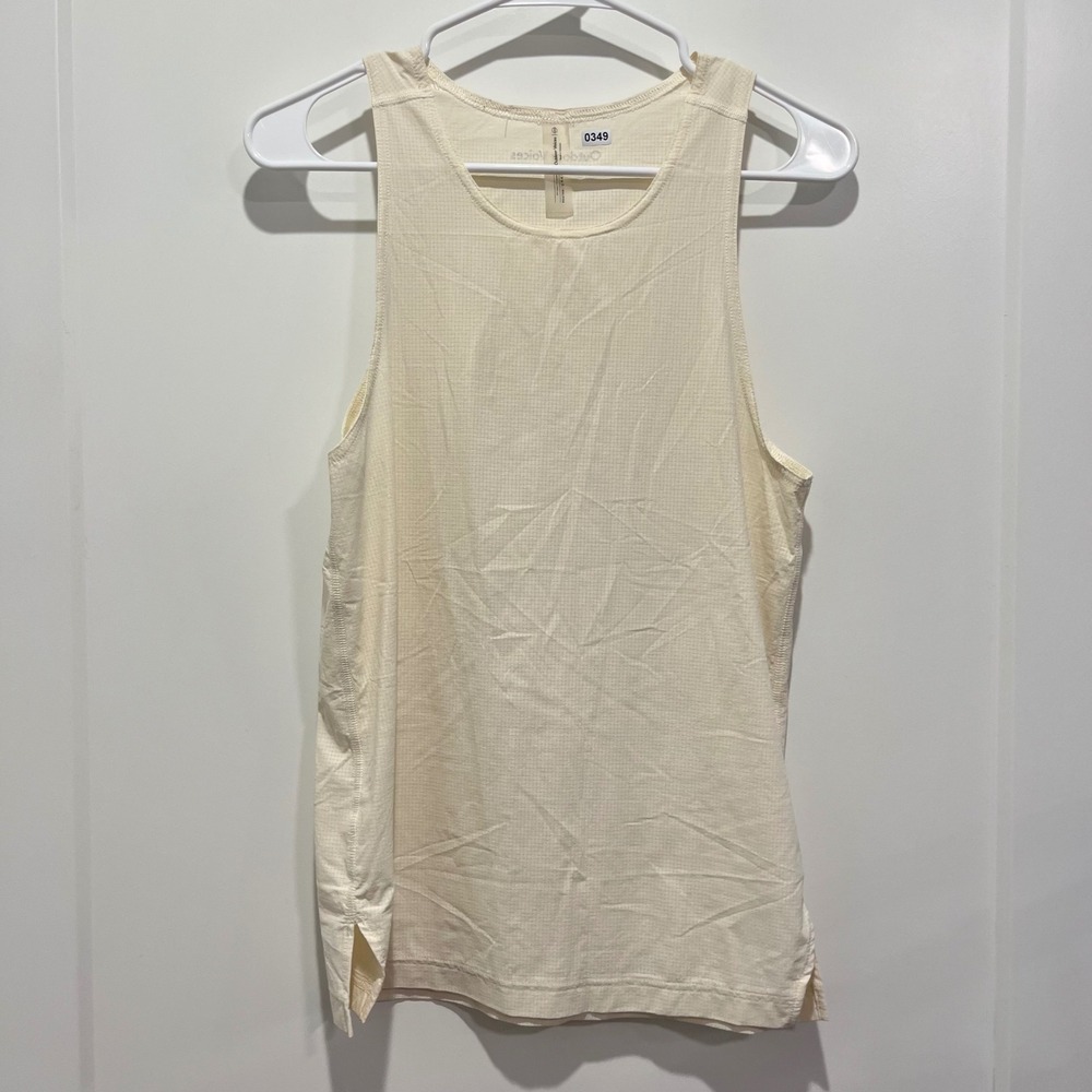 Outdoor Voices Womens XXS Cream Textured Grid Sleeveless Athletic Tank Top